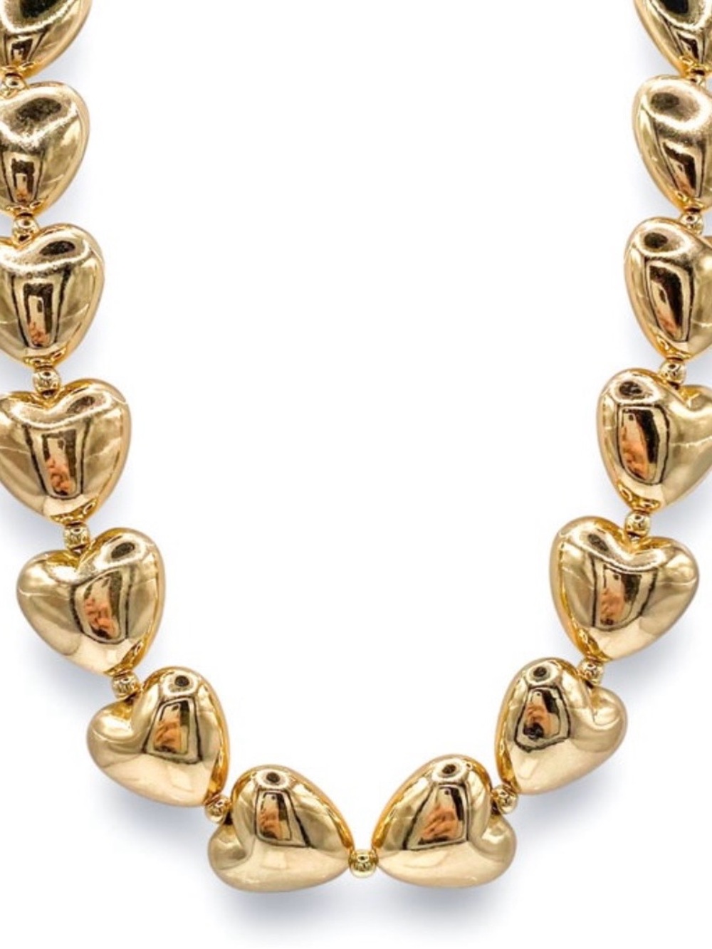 Source Unknown Shiny Gold Heart Link Necklace
